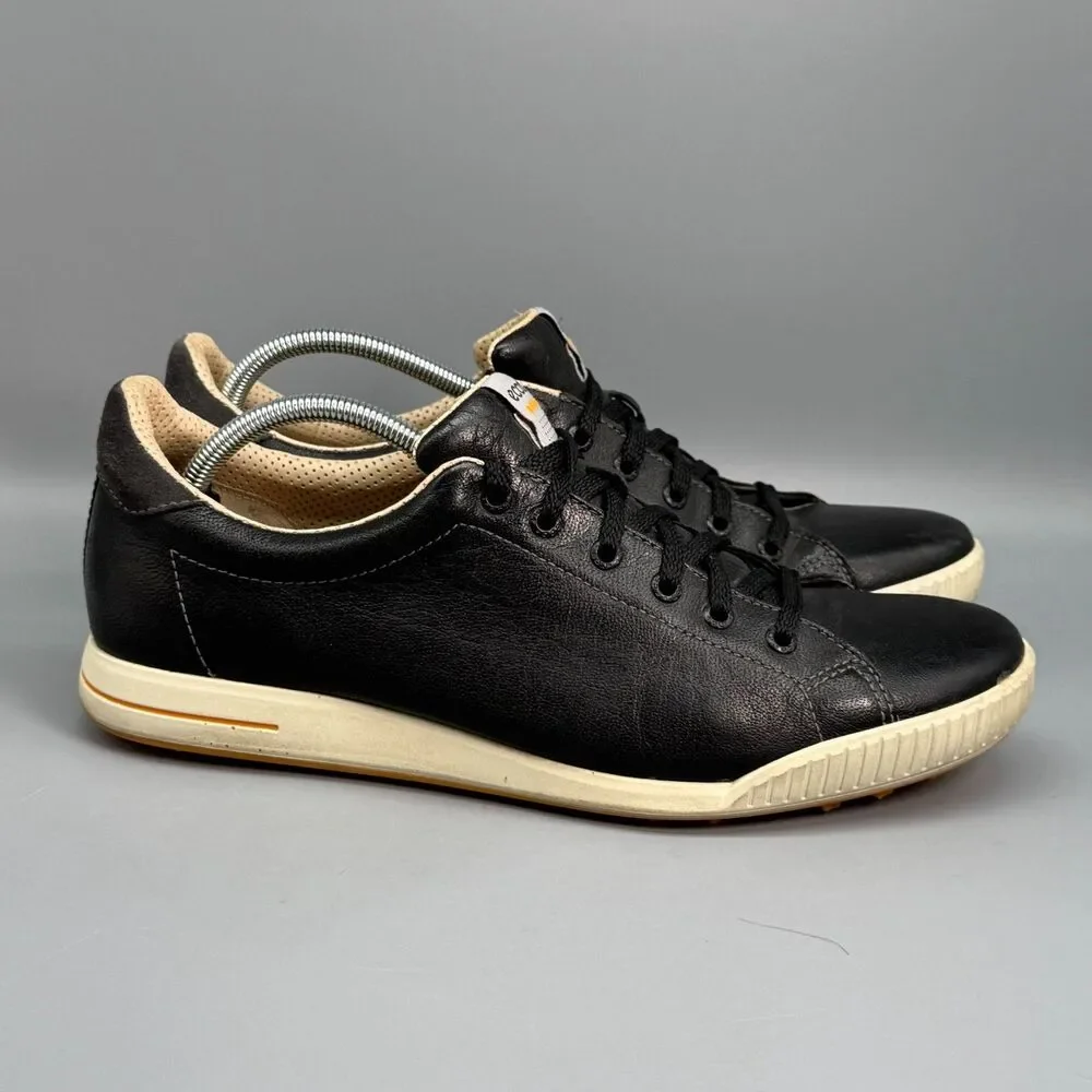 Ecco Biom Men's 11.5 Black Leather Lace Up Low Top Spikeless Golf Casual Shoes